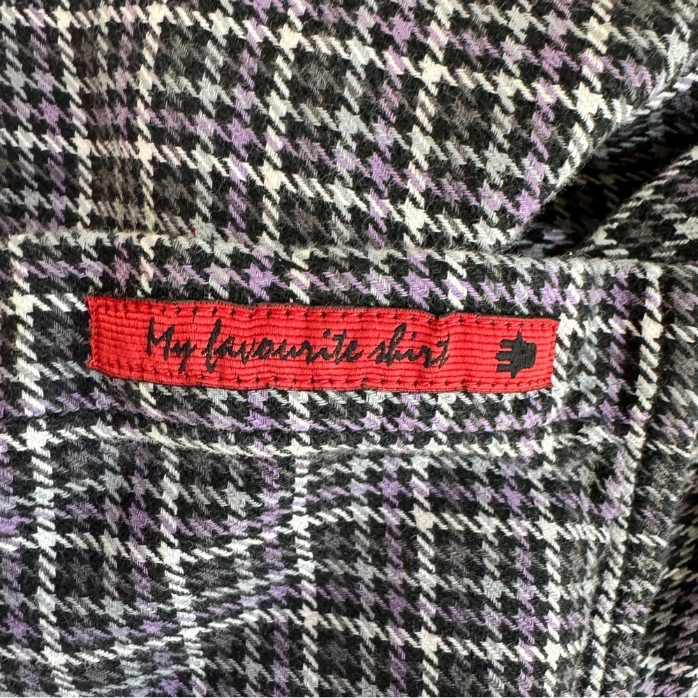 Luchiano Visconti Purple Black Houndstooth Plaid Favorite Shirt Mens Size L - Picture 14 of 14